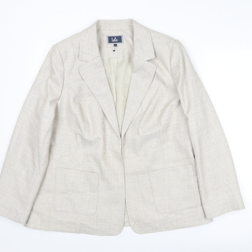 EWM Womens Beige Jacket Blazer Size 18 Hook & Eye