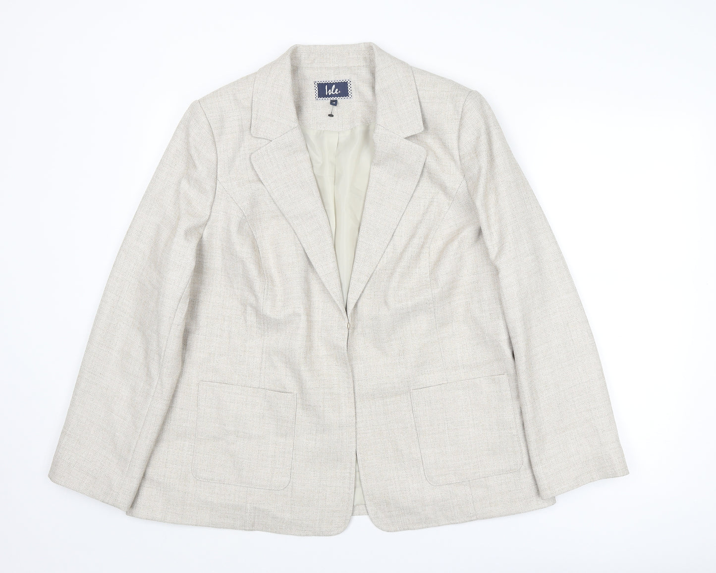 EWM Womens Beige Jacket Blazer Size 18 Hook & Eye