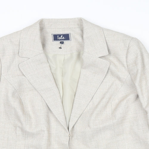 EWM Womens Beige Jacket Blazer Size 18 Hook & Eye