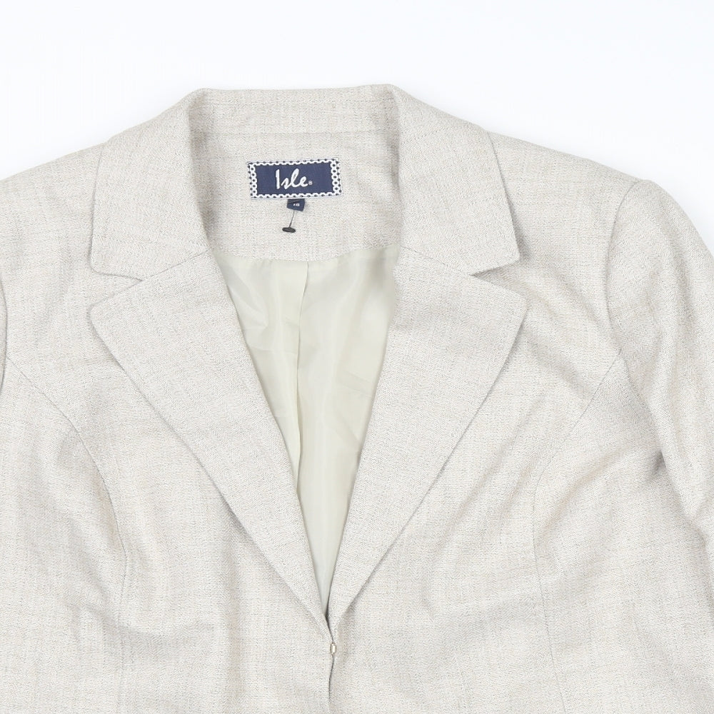 EWM Womens Beige Jacket Blazer Size 18 Hook & Eye