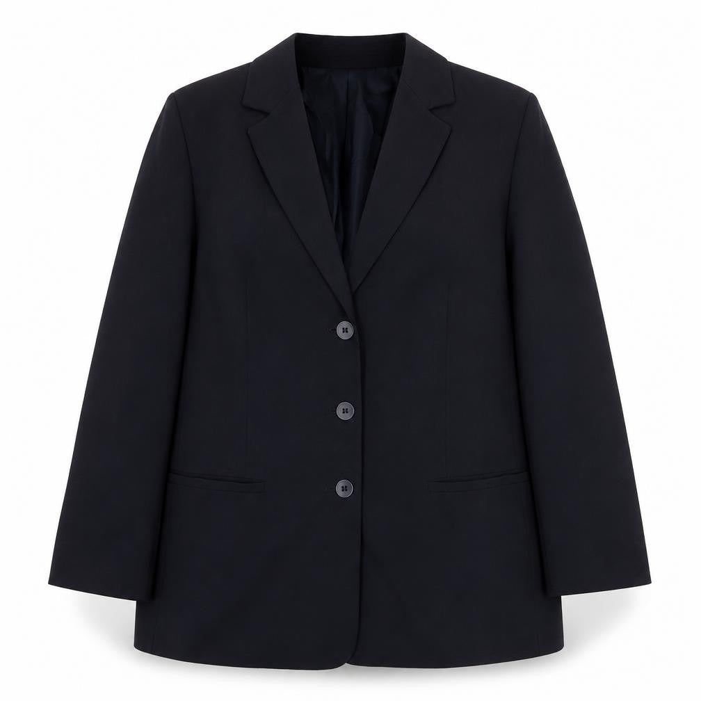 Front view of St Michael women’s blue polyester jacket suit jacket, size UK 16