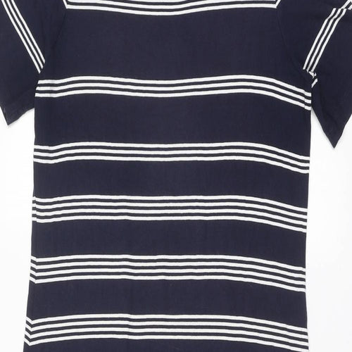 Marks and Spencer Womens Blue Striped Viscose Maxi Size 16 Boat Neck Pullover