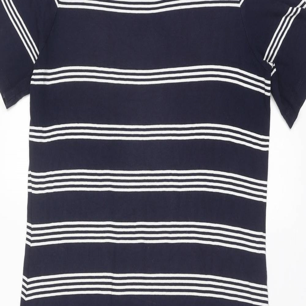 Marks and Spencer Womens Blue Striped Viscose Maxi Size 16 Boat Neck Pullover