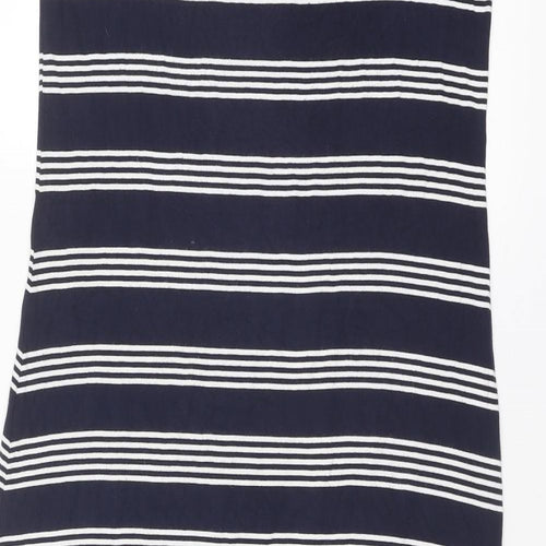Marks and Spencer Womens Blue Striped Viscose Maxi Size 16 Boat Neck Pullover