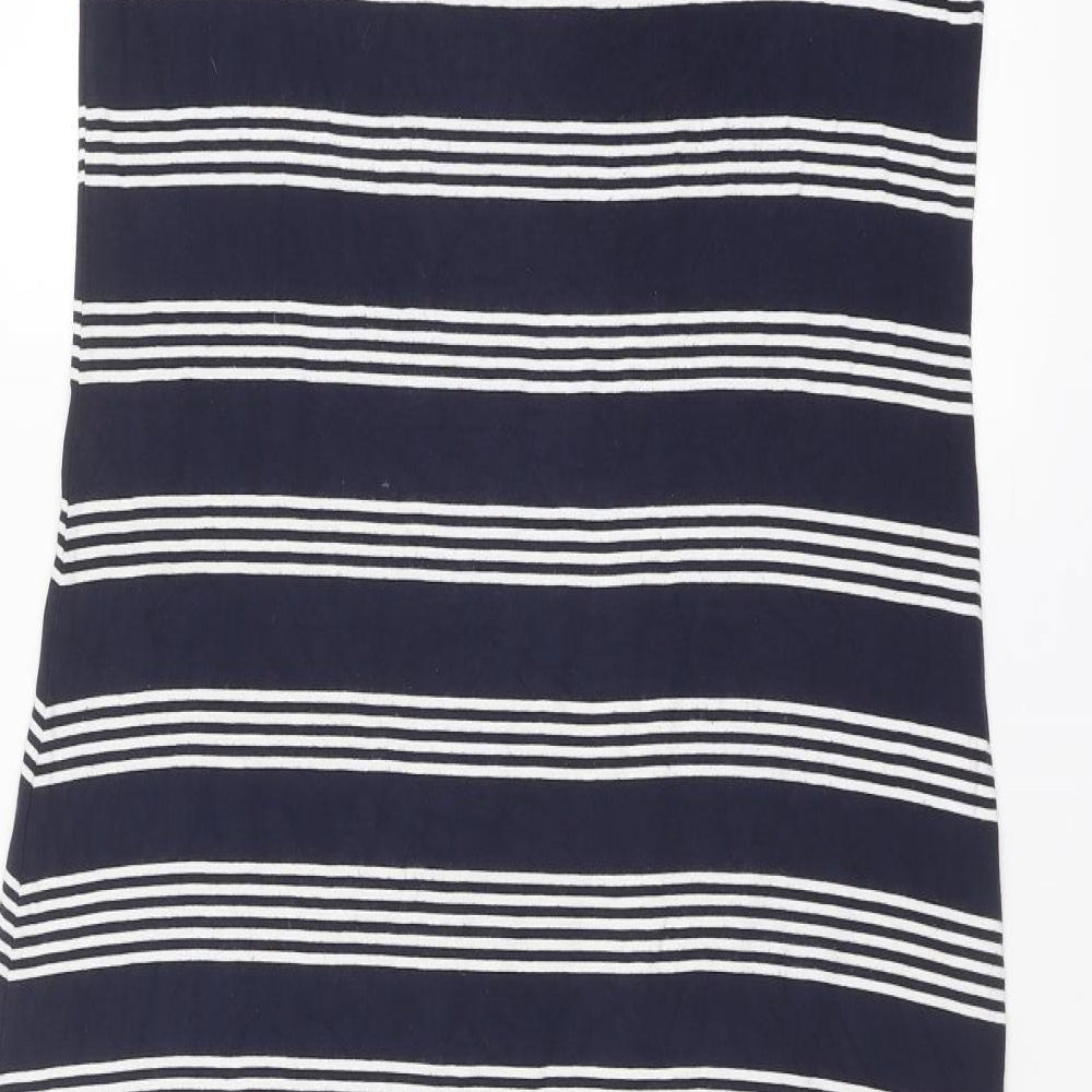 Marks and Spencer Womens Blue Striped Viscose Maxi Size 16 Boat Neck Pullover