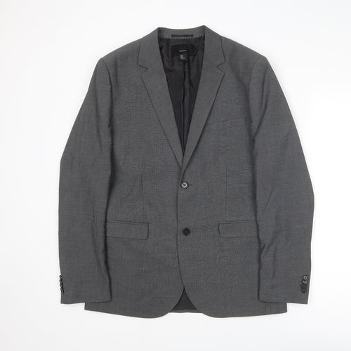 H&M Mens Grey Polyester Jacket Suit Jacket Size L Regular
