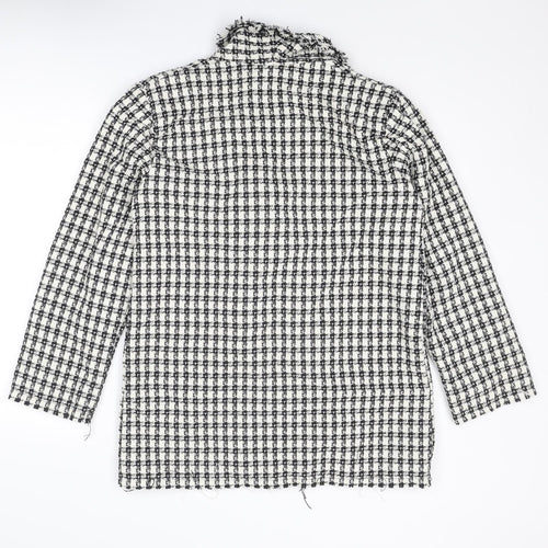 Boohoo Womens Black Check Jacket Blazer Size 10 Button