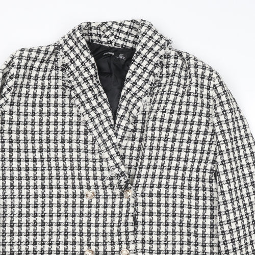 Boohoo Womens Black Check Jacket Blazer Size 10 Button