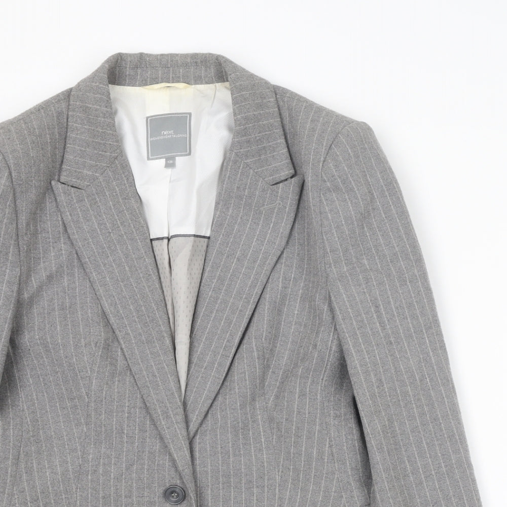 NEXT Womens Grey Striped Polyester Jacket Suit Jacket Size 12