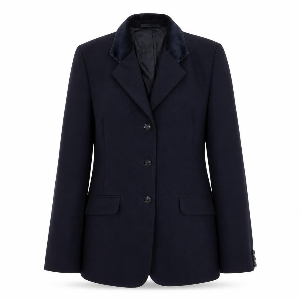Front view of The Cotswold women’s blue polyester jacket suit jacket, size UK 4, - show jacket