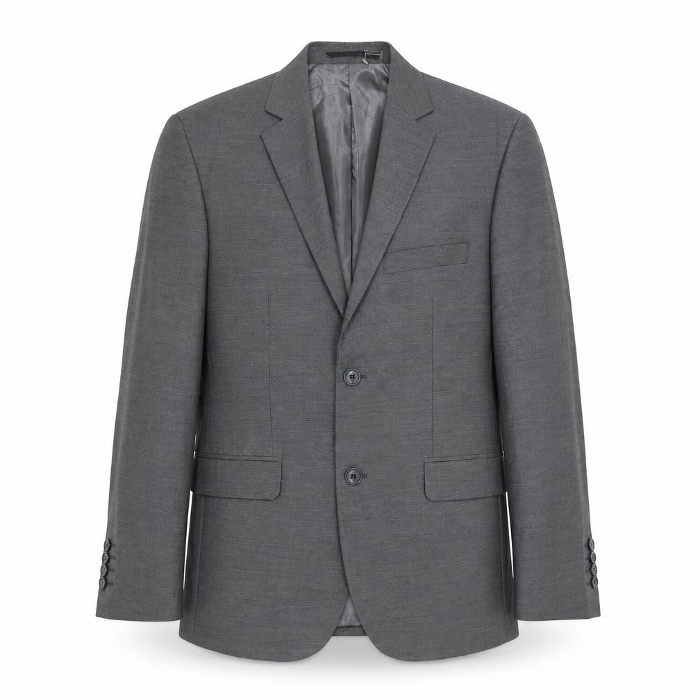 Front view of FRENCHEYE men’s grey wool jacket suit jacket, size 36, regular