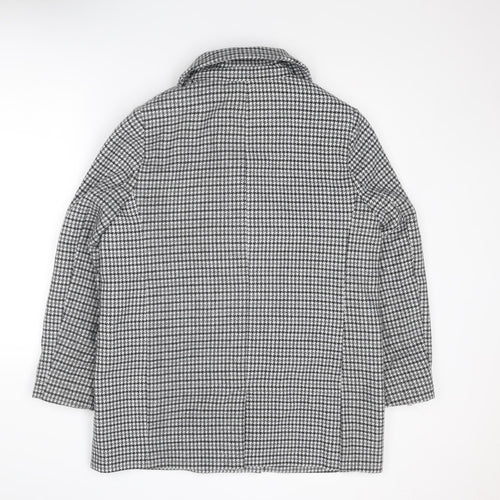 Marks and Spencer Womens Grey Geometric Pea Coat Coat Size 16 Buckle