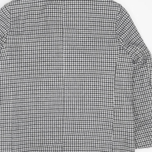 Marks and Spencer Womens Grey Geometric Pea Coat Coat Size 16 Buckle