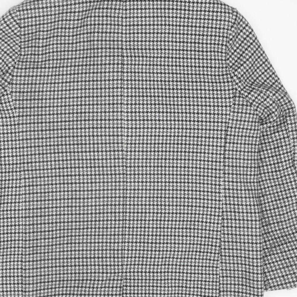Marks and Spencer Womens Grey Geometric Pea Coat Coat Size 16 Buckle