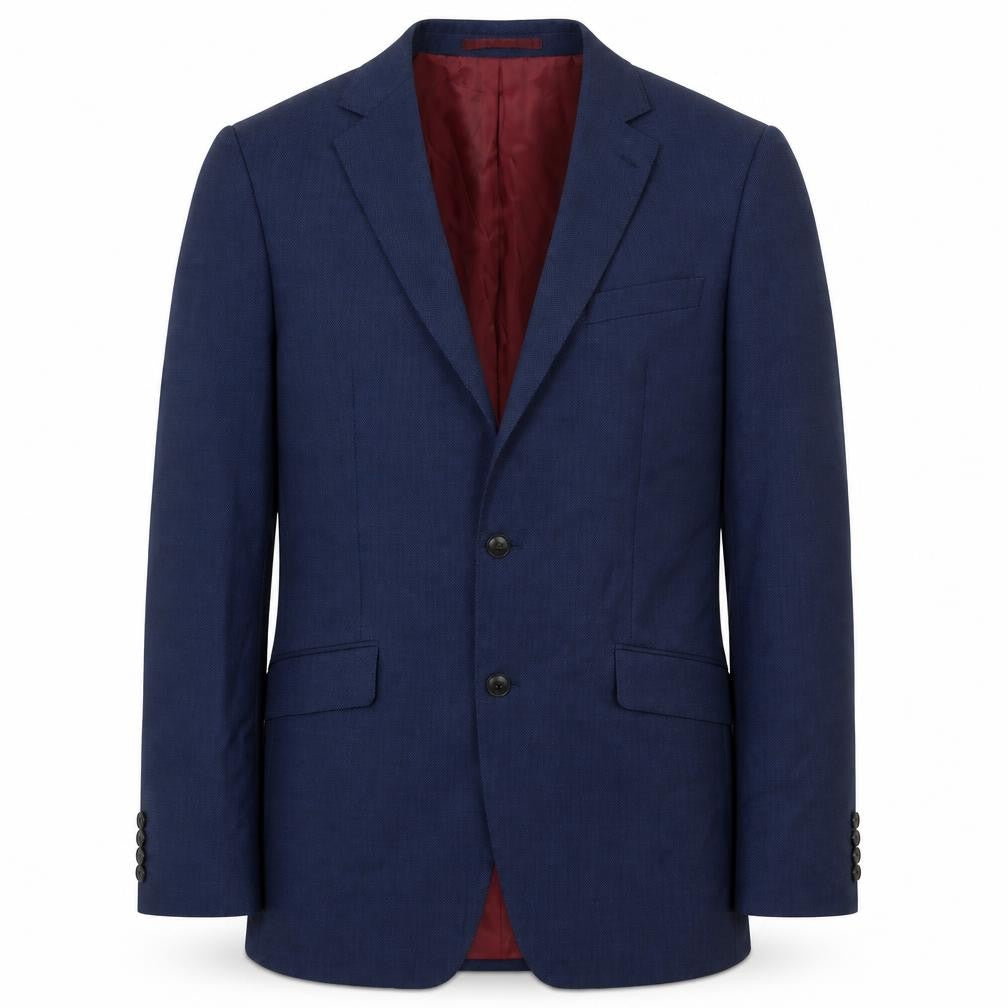 Front view of Marks & Spencer men’s blue wool jacket suit jacket, size 40, regular