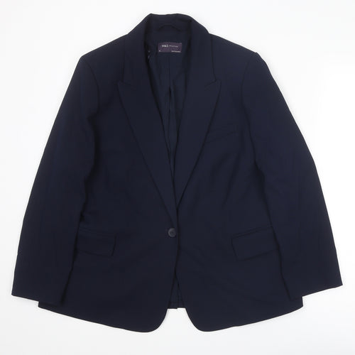 Marks and Spencer Womens Blue Polyester Jacket Suit Jacket Size 18