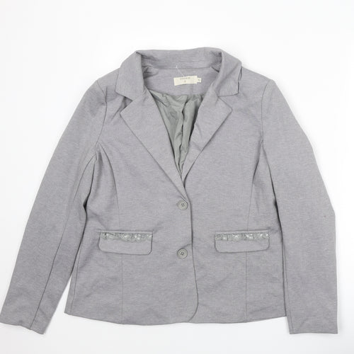 Cream Womens Grey Jacket Blazer Size XL Button