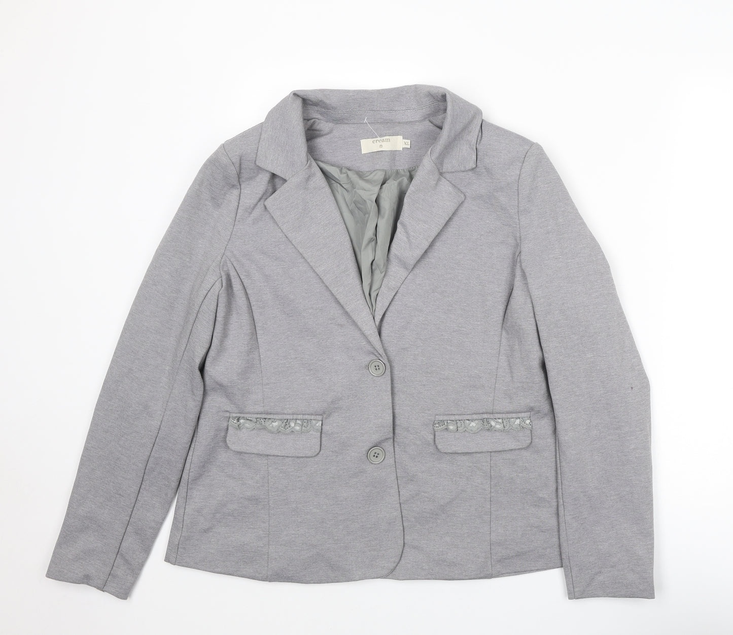 Cream Womens Grey Jacket Blazer Size XL Button