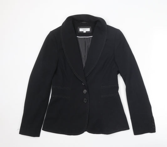 NEXT Womens Black Polyester Jacket Blazer Size 10