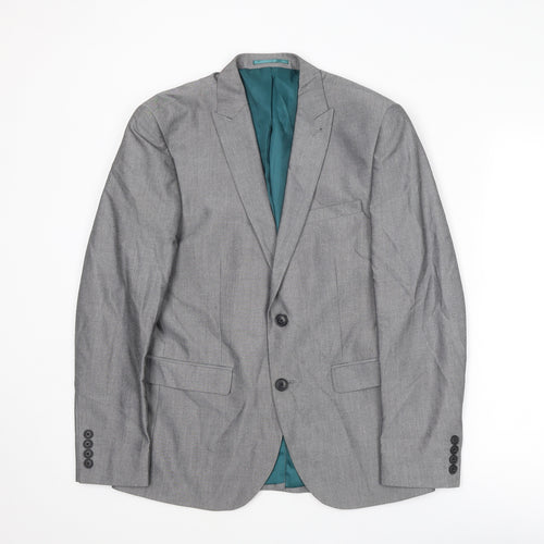 NEXT Mens Grey Polyester Jacket Suit Jacket Size 38 Regular