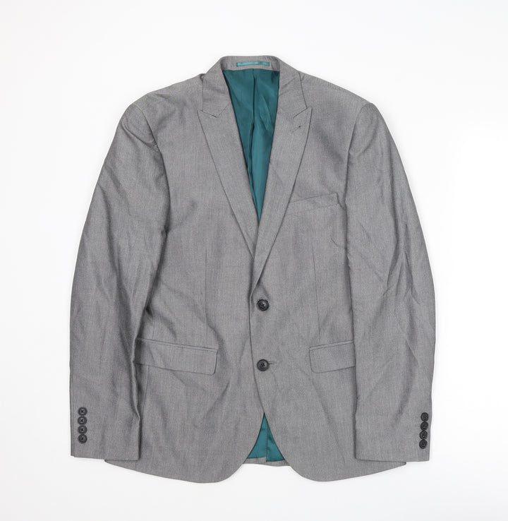 NEXT Mens Grey Polyester Jacket Suit Jacket Size 38 Regular