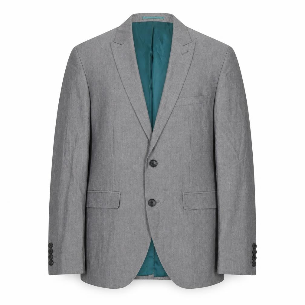 Front view of Next men’s grey polyester jacket suit jacket, size 38, regular