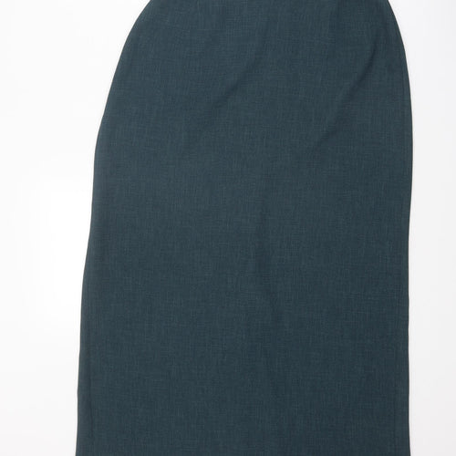 Marks and Spencer Womens Green Polyester A-Line Skirt Size 14 Zip