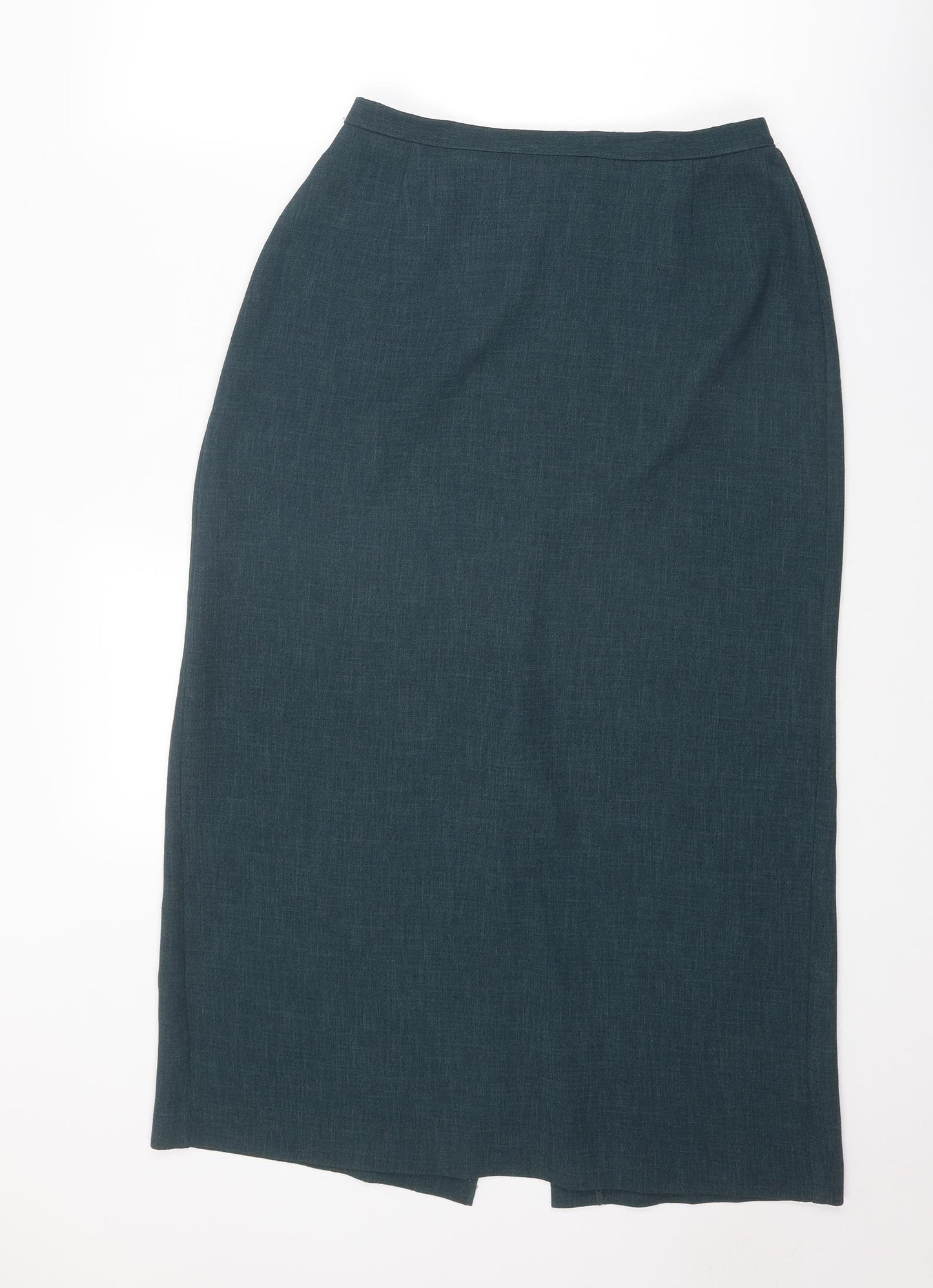 Marks and Spencer Womens Green Polyester A-Line Skirt Size 14 Zip
