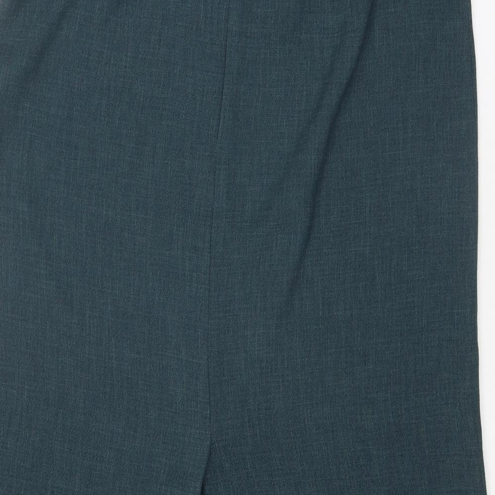 Marks and Spencer Womens Green Polyester A-Line Skirt Size 14 Zip