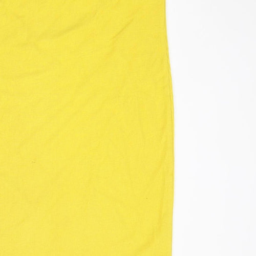 H&M Womens Yellow Polyester Mini Size L Sweetheart Pullover - Strapless Ribbed