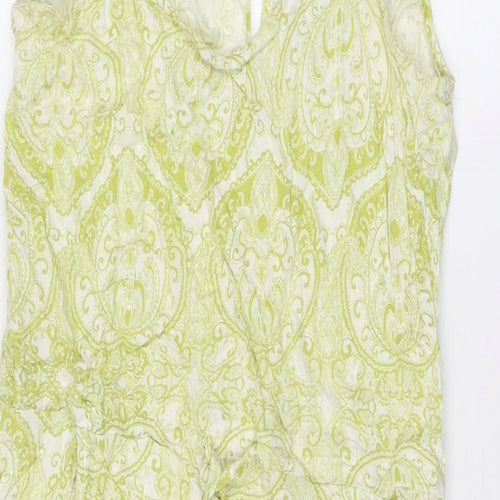 NEXT Womens Green Geometric Viscose Slip Dress Size 8 V-Neck Pullover