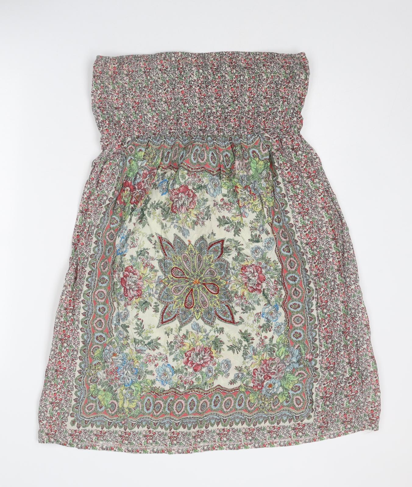 New Look Womens Multicoloured Geometric Cotton A-Line Size 14 Off the Shoulder Pullover