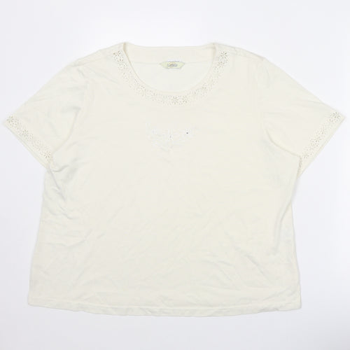 Classics Womens Ivory Polyester Basic Blouse Size 20 Round Neck - Size 20-22
