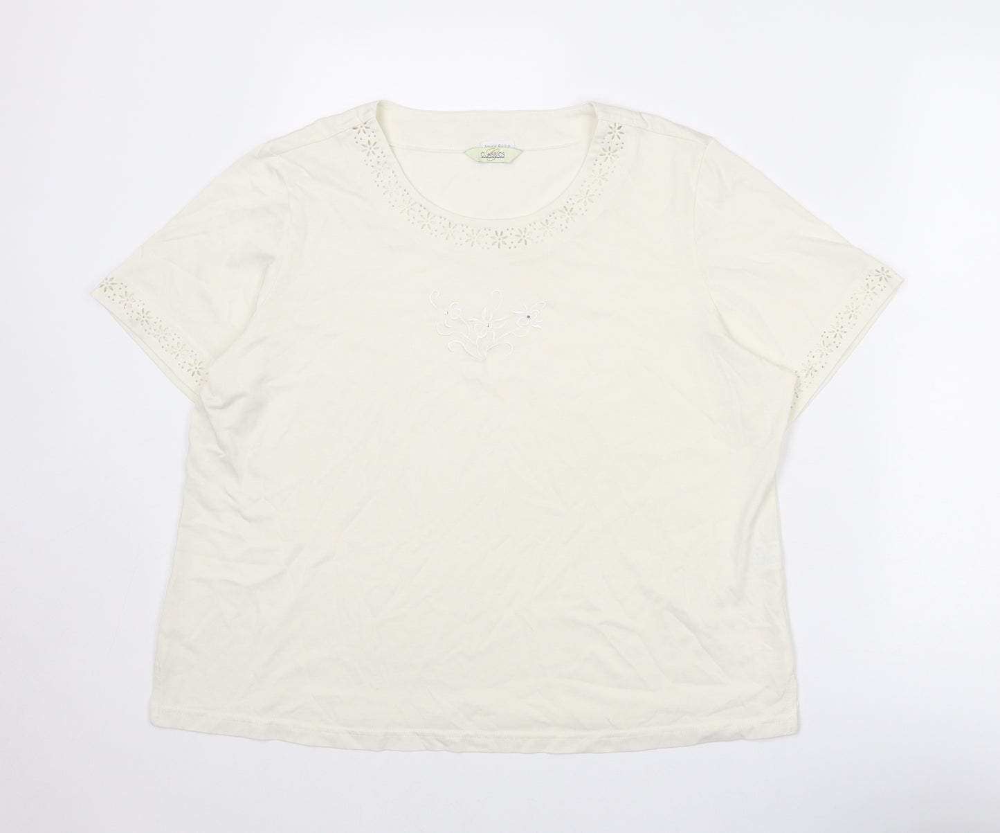 Classics Womens Ivory Polyester Basic Blouse Size 20 Round Neck - Size 20-22