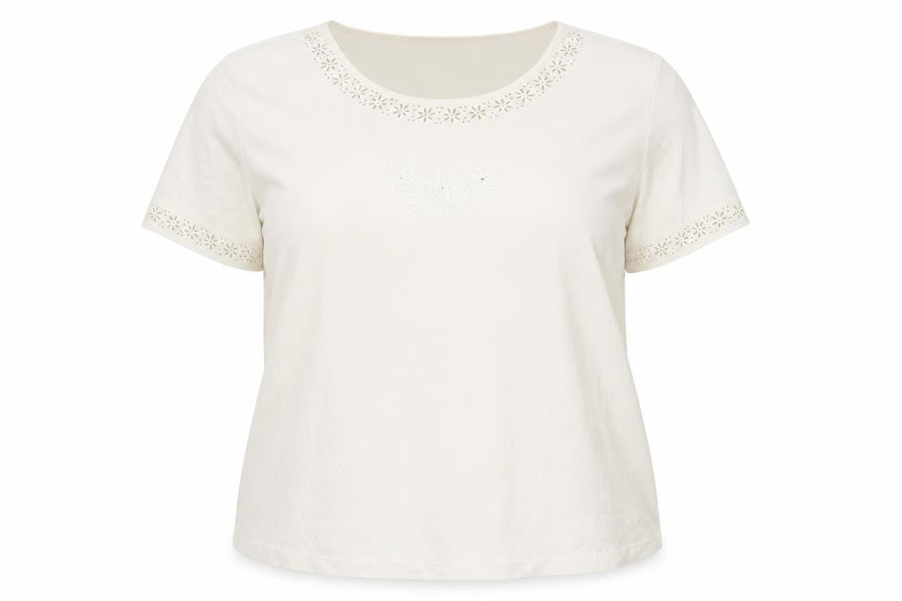 Classics Womens Ivory Polyester Basic Blouse Size 20 Round Neck - Size 20-22