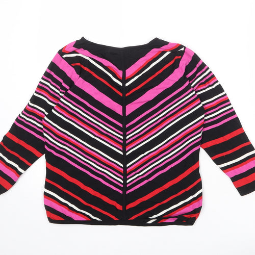 Planet Womens Multicoloured V-Neck Striped Viscose Pullover Jumper Size M