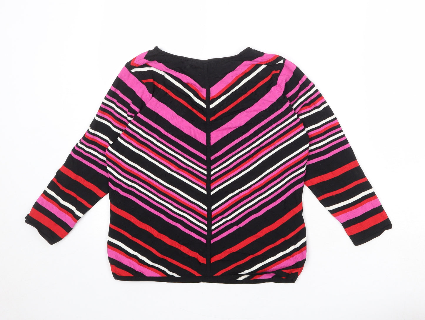 Planet Womens Multicoloured V-Neck Striped Viscose Pullover Jumper Size M
