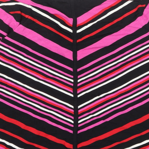 Planet Womens Multicoloured V-Neck Striped Viscose Pullover Jumper Size M