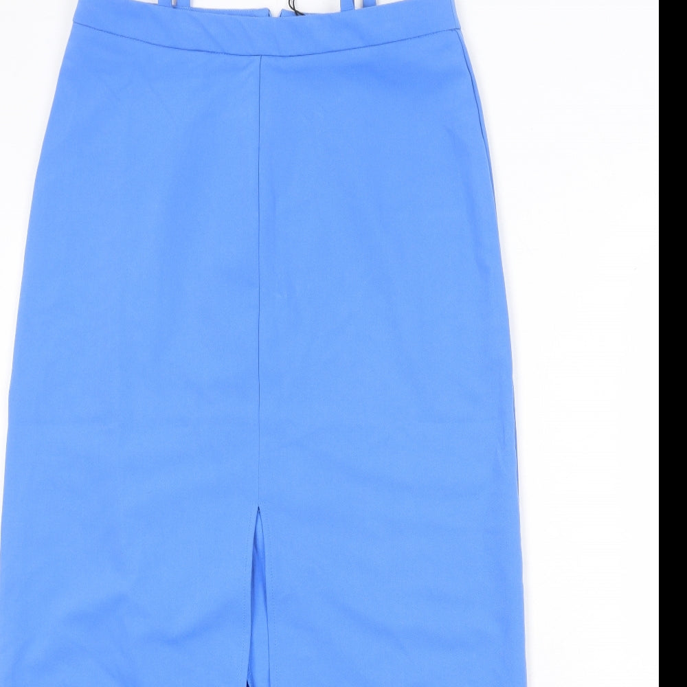 Stradivarius Womens Blue Polyester Straight & Pencil Skirt Size 12 Zip