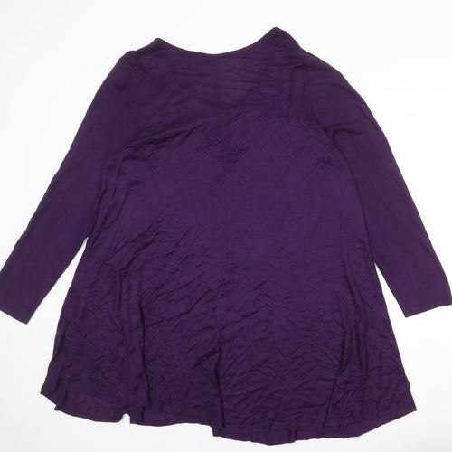 Phase Eight Womens Purple Viscose A-Line Size 18 Round Neck Pullover