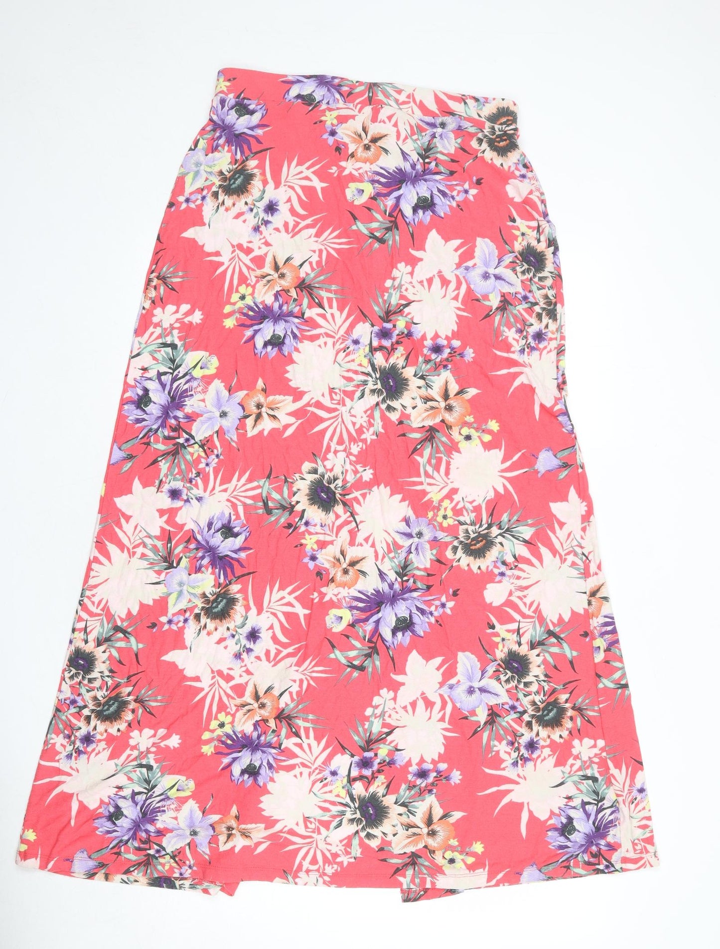 NEXT Womens Pink Floral Viscose Maxi Skirt Size 12 Button