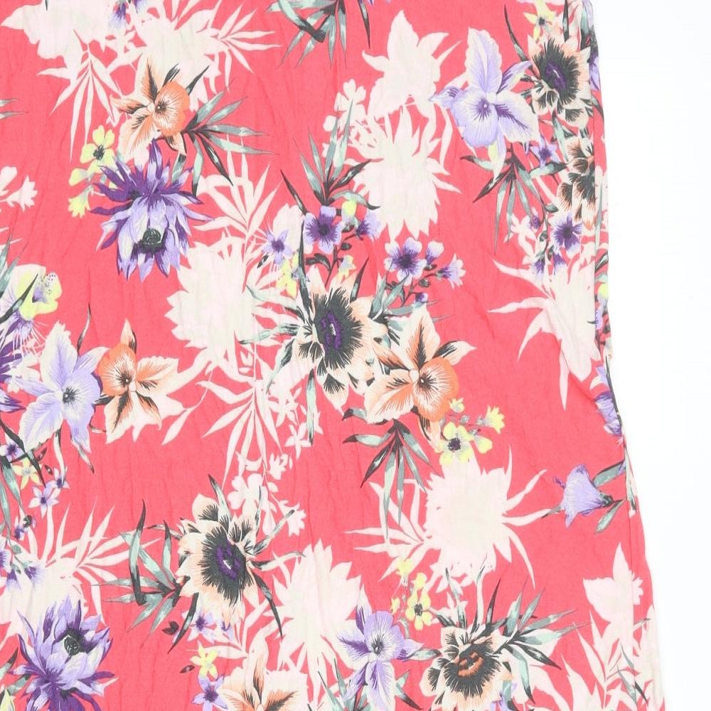 NEXT Womens Pink Floral Viscose Maxi Skirt Size 12 Button