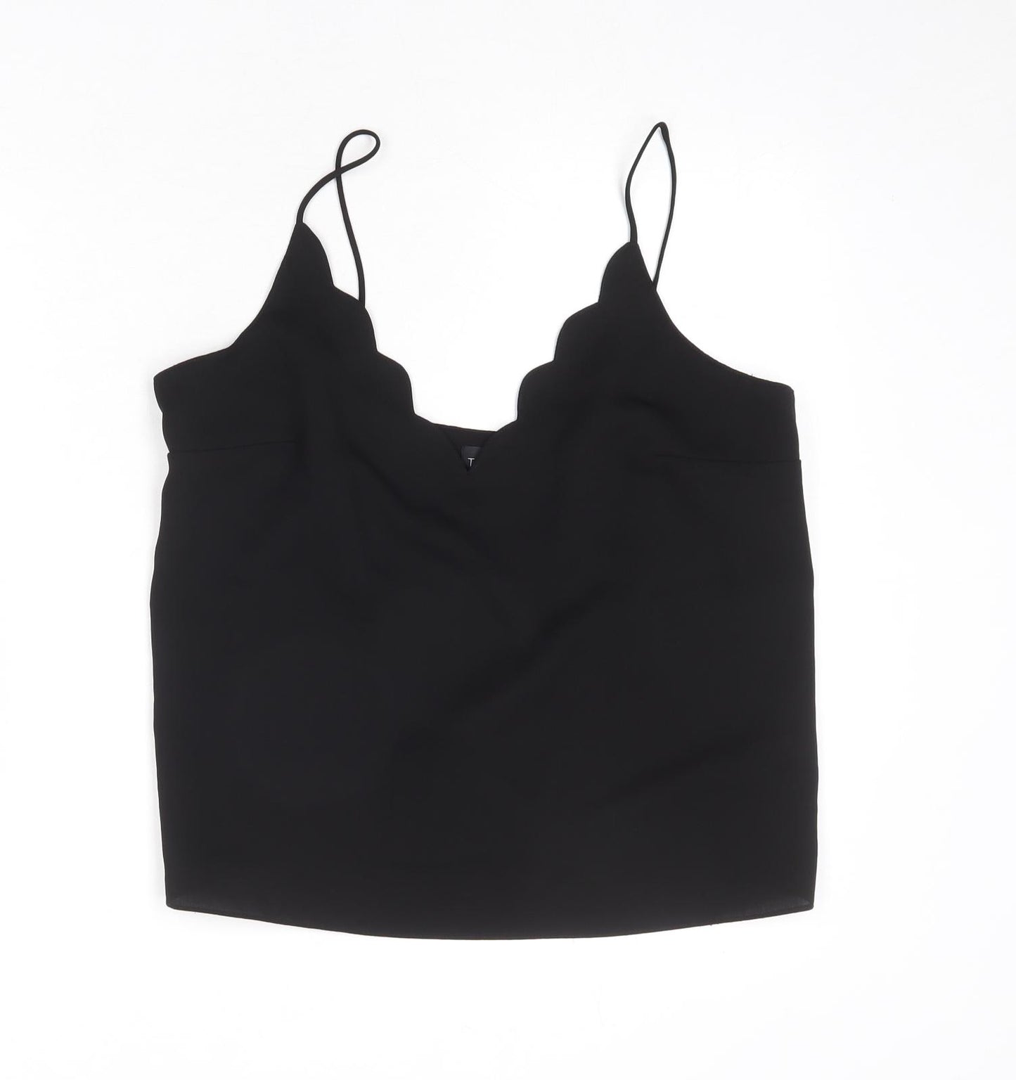 Topshop Womens Black Polyester Camisole Tank Size 14 V-Neck