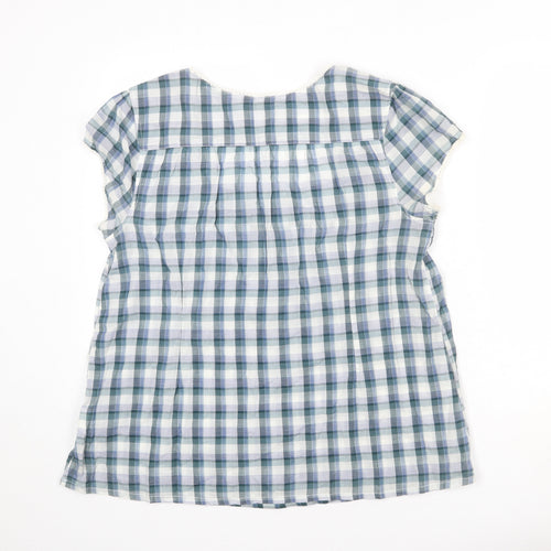 White Stuff Womens Multicoloured Plaid 100% Cotton Basic Blouse Size 16 Square Neck