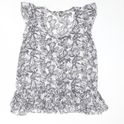NEXT Womens Ivory Geometric Polyester Basic Tank Size 16 Scoop Neck - Butterfly Print