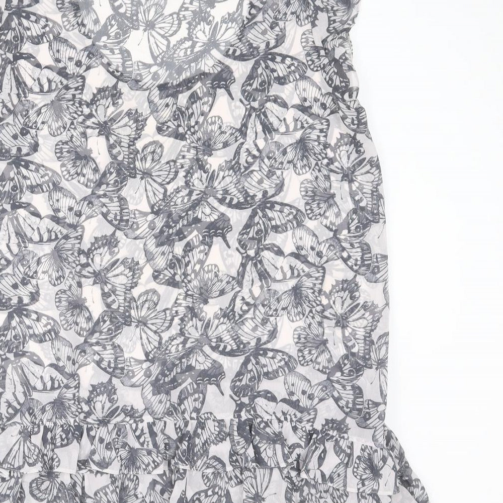NEXT Womens Ivory Geometric Polyester Basic Tank Size 16 Scoop Neck - Butterfly Print