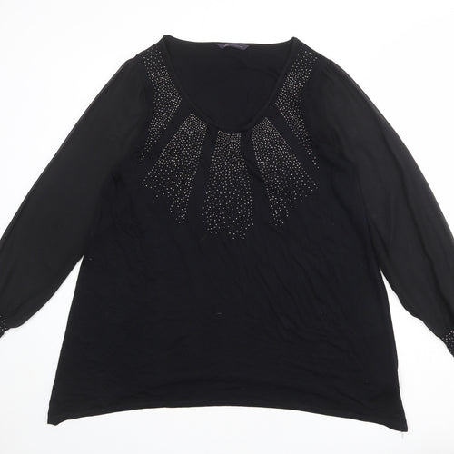 Marks and Spencer Womens Black Viscose Basic Blouse Size 16 Round Neck