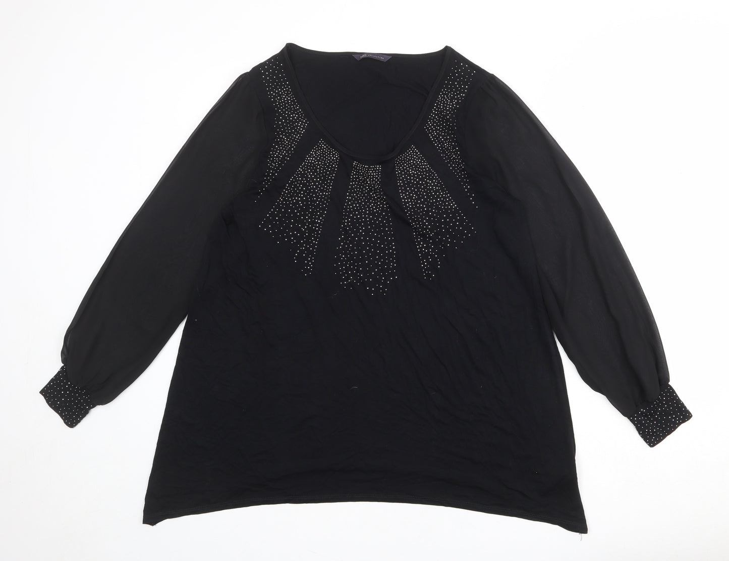 Marks and Spencer Womens Black Viscose Basic Blouse Size 16 Round Neck