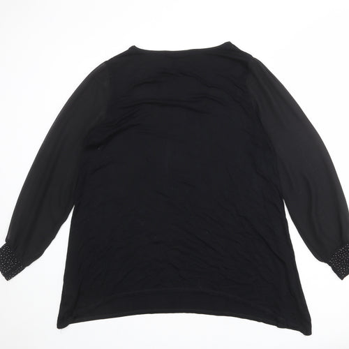 Marks and Spencer Womens Black Viscose Basic Blouse Size 16 Round Neck