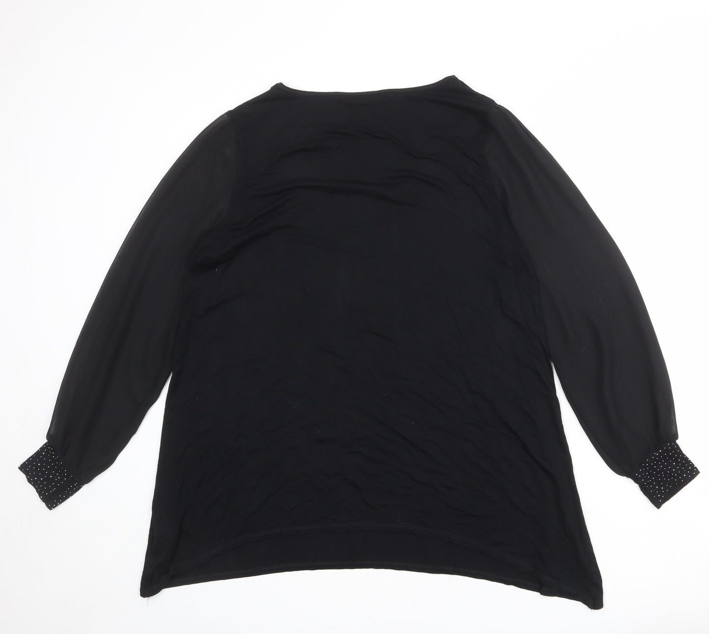 Marks and Spencer Womens Black Viscose Basic Blouse Size 16 Round Neck